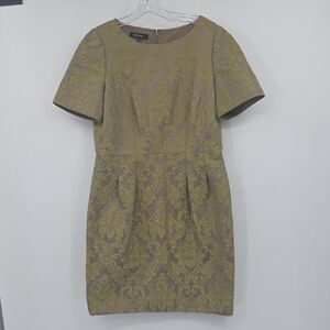Lafayette 148 New York Olive  Brocade Mini Dress Size 10